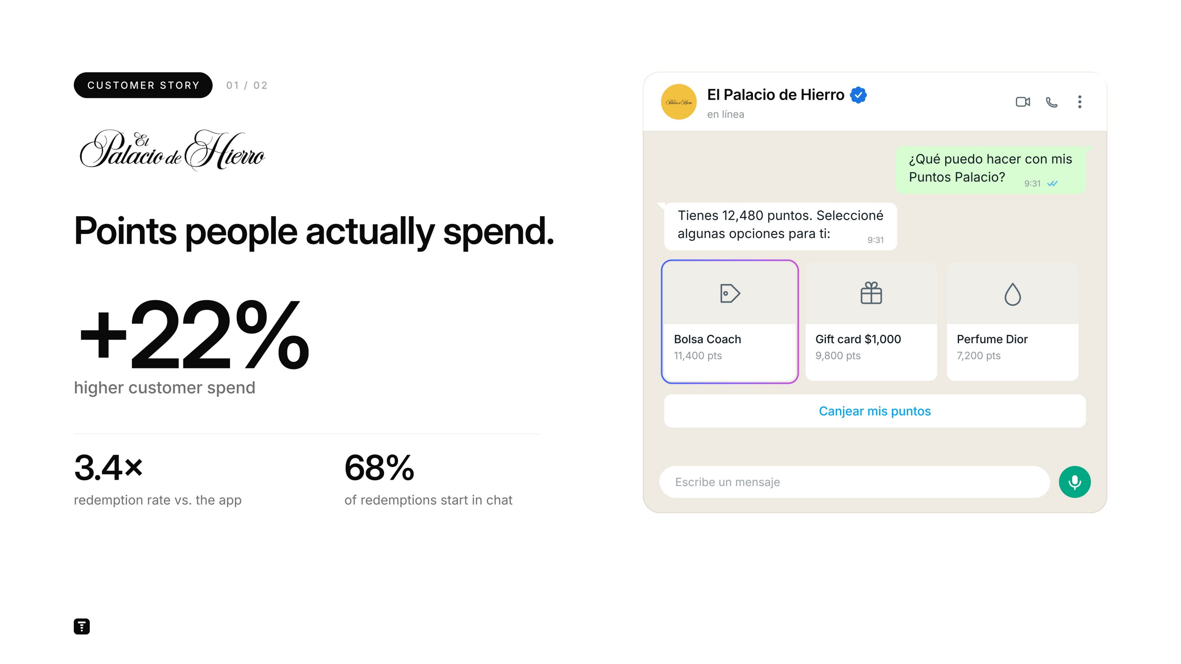 Customer story — El Palacio de Hierro: points people actually spend.