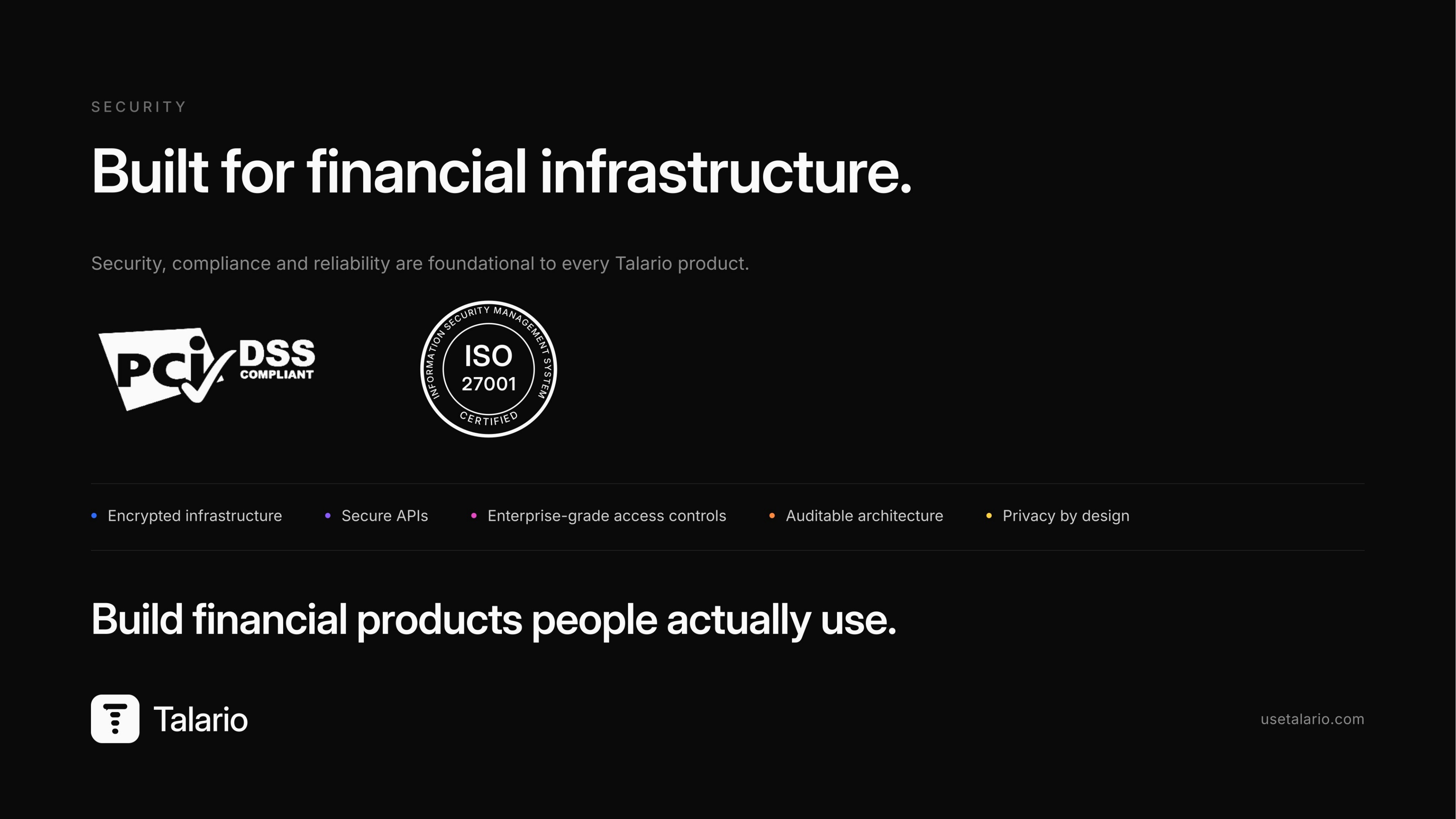Security — Built for financial infrastructure.
